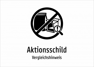 Aktionsschild - Vergleichshinweis