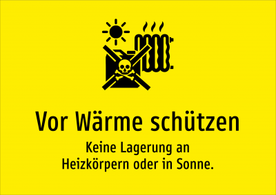 Vor Wärme schützen - Keine Lagerung an Heizkörpern oder in Sonne.