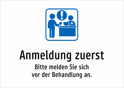 Anmeldung zuerst - Bitte melden Sie sich vor der Behandlung an.