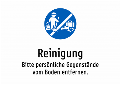 Reinigung - Bitte persönliche Gegenstände vom Boden entfernen.