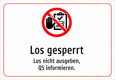 Los gesperrt - Los nicht ausgeben, QS informieren.
