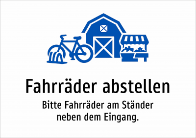 Fahrräder abstellen - Bitte Fahrräder am Ständer neben dem Eingang.