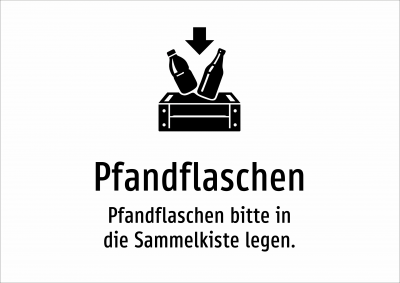 Pfandflaschen - Pfandflaschen bitte in die Sammelkiste legen.