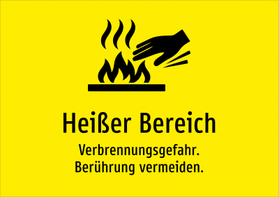Heißer Bereich - Verbrennungsgefahr. Berührung vermeiden.