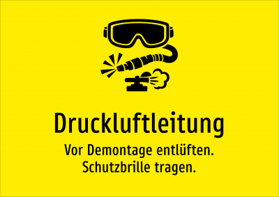 Druckluftleitung - Vor Demontage entlüften. Schutzbrille tragen.