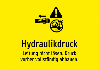 Hydraulikdruck - Leitung nicht lösen. Druck vorher vollständig abbauen.