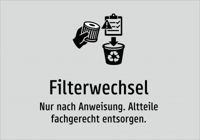 Filterwechsel - Nur nach Anweisung. Altteile fachgerecht entsorgen.