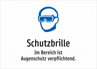 Schutzbrille - Im Bereich ist Augenschutz verpflichtend.
