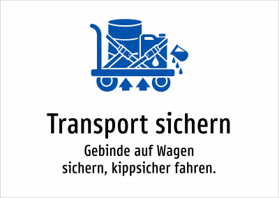 Transport sichern - Gebinde auf Wagen sichern, kippsicher fahren.