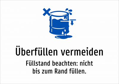 Überfüllen vermeiden - Füllstand beachten: nicht bis zum Rand füllen.