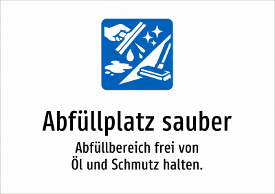 Abfüllplatz sauber - Abfüllbereich frei von Öl und Schmutz halten.
