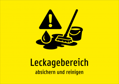 Leckagebereich - absichern und reinigen