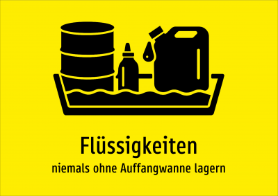 Flüssigkeiten - niemals ohne Auffangwanne lagern