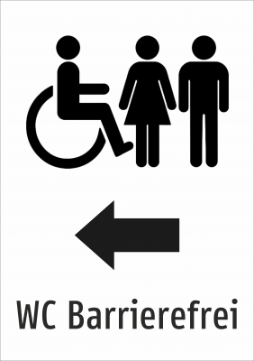 WC Barrierefrei mit Pfeil nach links