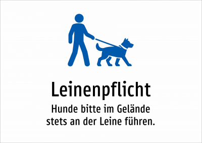 Leinenpflicht - Hunde bitte im Gelände stets an der Leine führen.