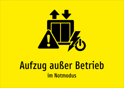 Aufzug außer Betrieb - im Notmodus