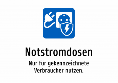 Notstromdosen - Nur für gekennzeichnete Verbraucher nutzen.