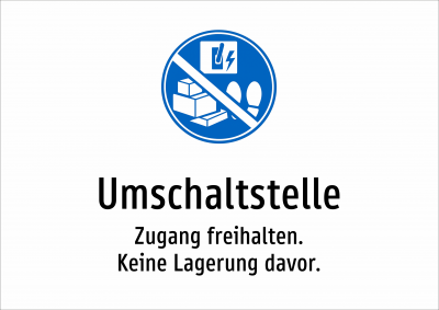 Umschaltstelle - Zugang freihalten. Keine Lagerung davor.