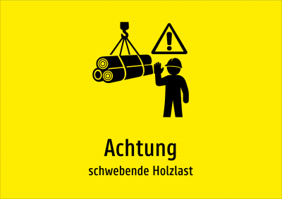 Achtung - schwebende Holzlast