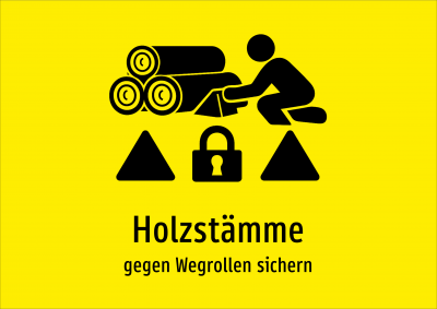 Holzstämme - gegen Wegrollen sichern