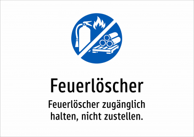 Feuerlöscher - Feuerlöscher zugänglich halten, nicht zustellen.