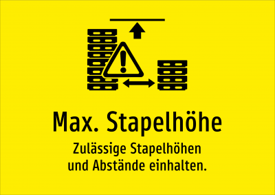Max. Stapelhöhe - Zulässige Stapelhöhen und Abstände einhalten.