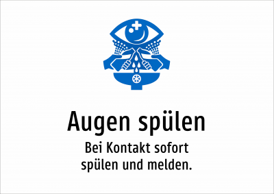Augen spülen - Bei Kontakt sofort spülen und melden.