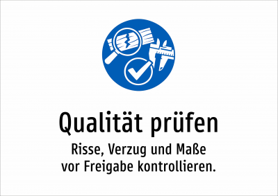 Qualität prüfen - Risse, Verzug und Maße vor Freigabe kontrollieren.