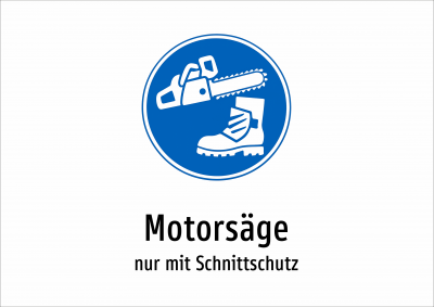 Motorsäge - nur mit Schnittschutz