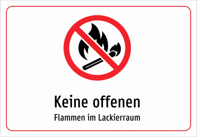 Keine offenen - Flammen im Lackierraum