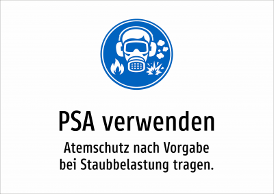 PSA verwenden - Atemschutz nach Vorgabe bei Staubbelastung tragen.