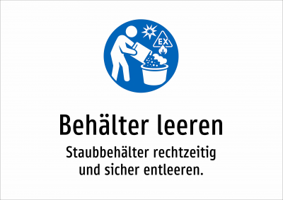 Behälter leeren - Staubbehälter rechtzeitig und sicher entleeren.