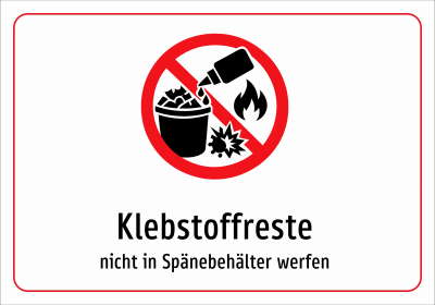 Klebstoffreste - nicht in Spänebehälter werfen