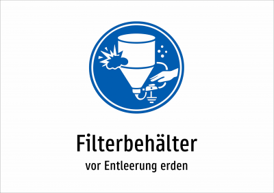Filterbehälter - vor Entleerung erden