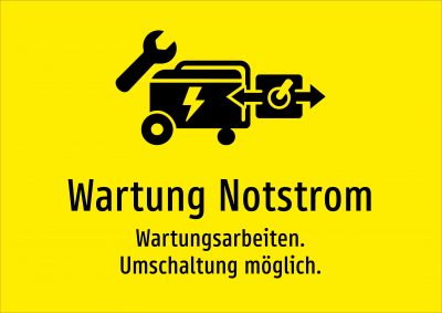 Wartung Notstrom - Wartungsarbeiten. Umschaltung möglich.