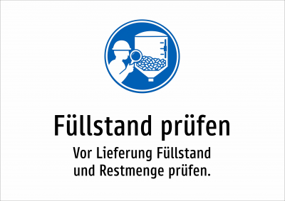 Füllstand prüfen - Vor Lieferung Füllstand und Restmenge prüfen.