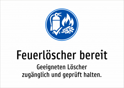 Feuerlöscher bereit - Geeigneten Löscher zugänglich und geprüft halten.