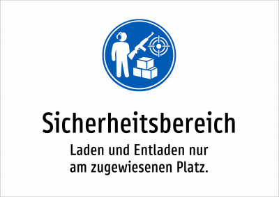 Sicherheitsbereich - Laden und Entladen nur am zugewiesenen Platz.
