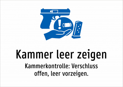 Kammer leer zeigen - Kammerkontrolle: Verschluss offen, leer vorzeigen.