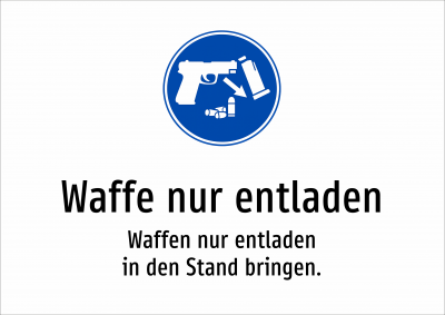 Waffe nur entladen - Waffen nur entladen in den Stand bringen.