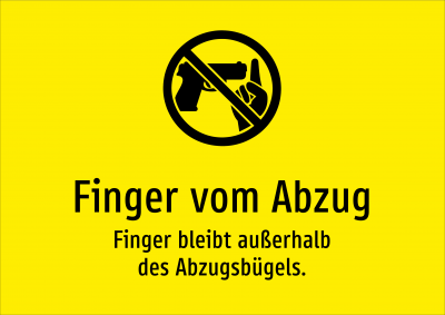 Finger vom Abzug - Finger bleibt außerhalb des Abzugsbügels.