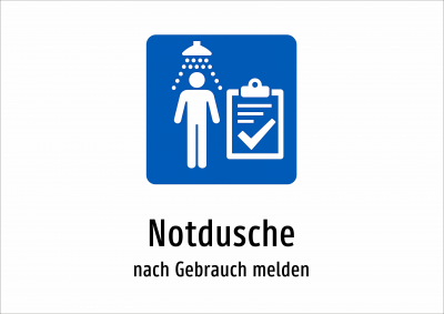 Notdusche - nach Gebrauch melden