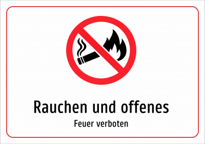 Rauchen und offenes - Feuer verboten