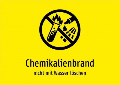 Chemikalienbrand - nicht mit Wasser löschen