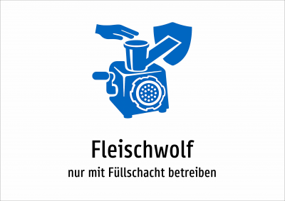 Fleischwolf - nur mit Füllschacht betreiben