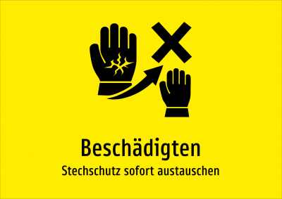 Beschädigten - Stechschutz sofort austauschen