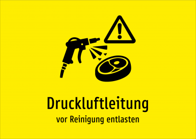 Druckluftleitung - vor Reinigung entlasten