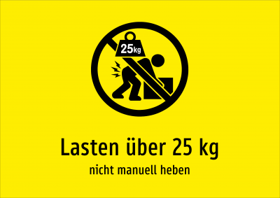 Lasten über 25 kg - nicht manuell heben
