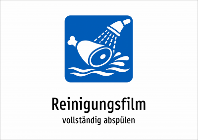 Reinigungsfilm - vollständig abspülen
