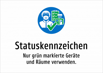 Statuskennzeichen - Nur grün markierte Geräte und Räume verwenden.